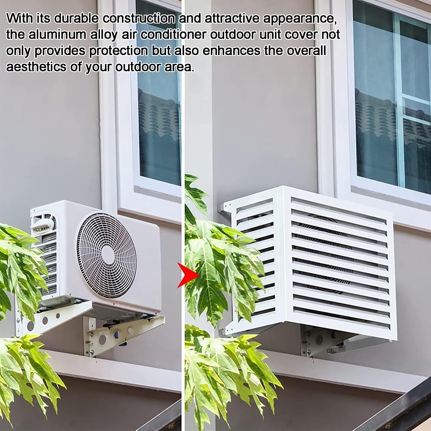 GENERIC Housse De Protection En Aluminium Pour Climatiseur Et Pompe à Chaleur, Résistante Aux Intempéries, Blanc Et Gris, 110 Cm, Parfaite Pour Une Protection Toute L'année