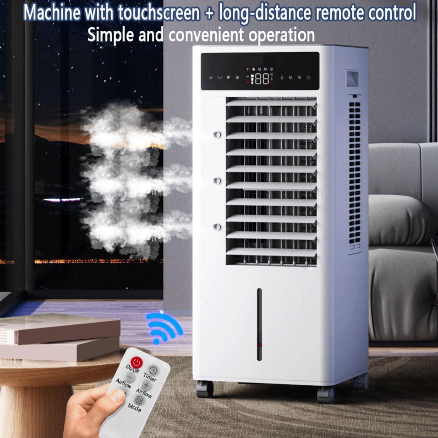 GENERIC Refroidisseur D'air évaporatif Portable, 10L à Distance De Réservoir, 60 Ventilateur Silencieux Oscillant Pour Le Bureau De Chambre à Coucher En Mode D'économie D'énergie