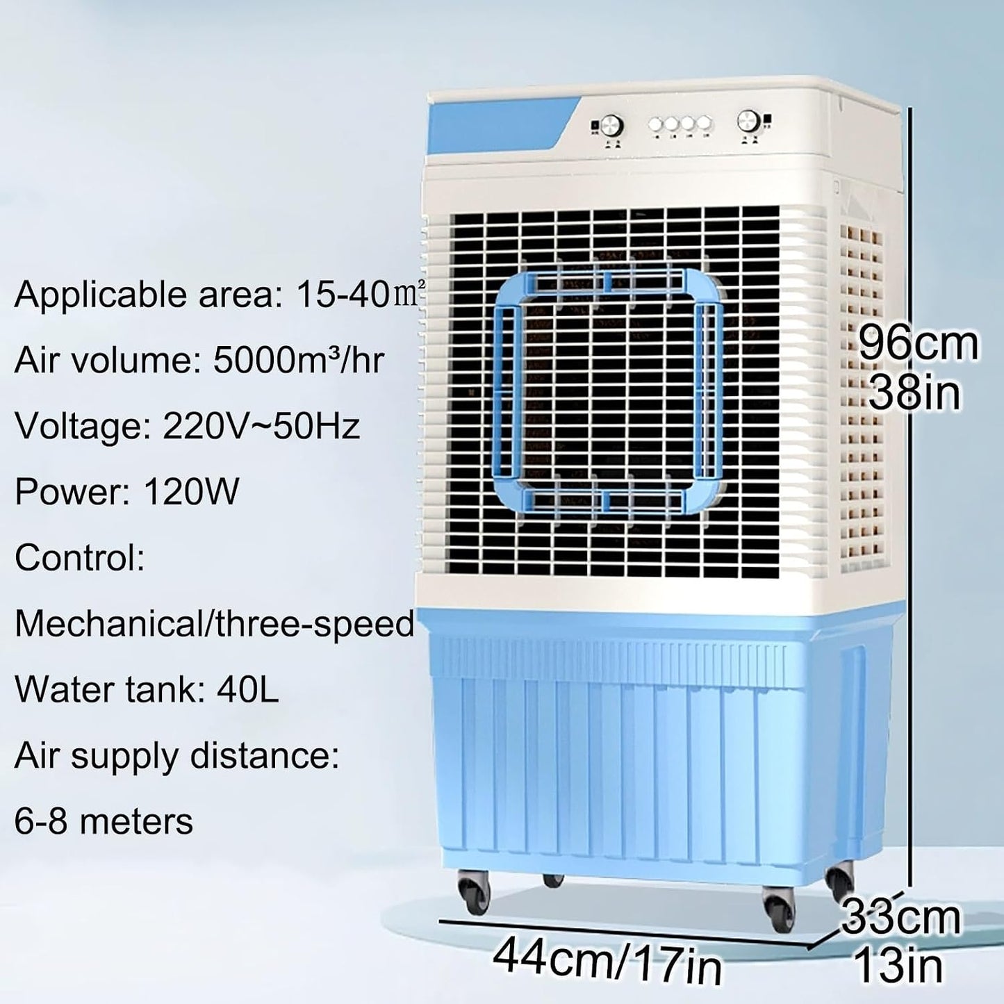 GENERIC Refroidisseur D'air évaporatif Commercial, Refroidisseur De Marais 3 En 1 Avec Réservoir 30L/40L, 3 Vitesses, 150 Large Swing, Portable Pour L'usine D'atelier De Garage