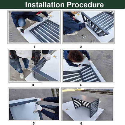 GENERIC Housse De Climatiseur D'extérieur Résistante Aux Intempéries – Protecteur De Pompe à Chaleur En Aluminium Décoratif Et Réduction Du Bruit Pour Toutes Les Saisons – Idéal Pour La Maison Et Le Jardin