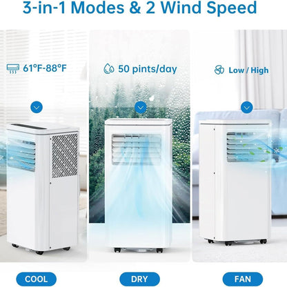  Climatiseur Portable Pour 350 Pieds Carrés, Unité De Refroidissement Silencieuse Avec Télécommande Et Minuterie, Conception D'auto-évaporation, Kit De Fenêtre Inclus Pour L'utilisation De Bureau à Cha