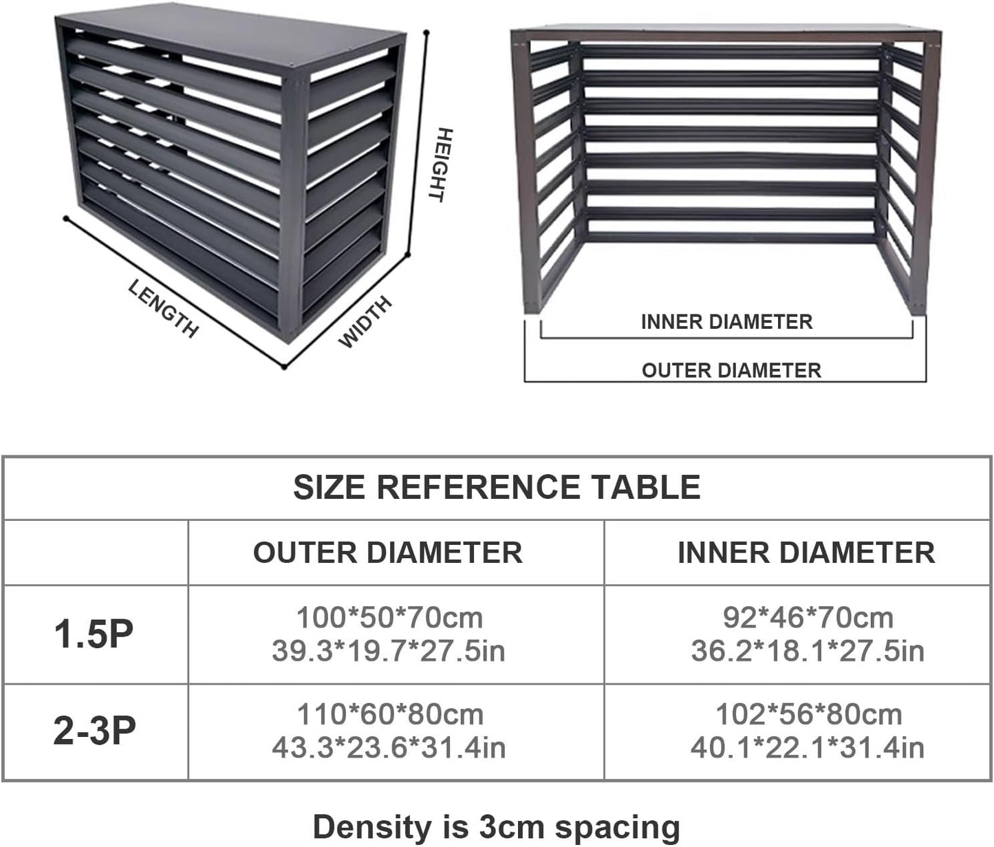 GENERIC Housse En Aluminium Pour Climatiseur Avec Bouclier De Pompe à Chaleur - Protection Extérieure - Résistante Aux Intempéries - Gris - 110 X 60 X 80 Cm - Design Durable Et élégant