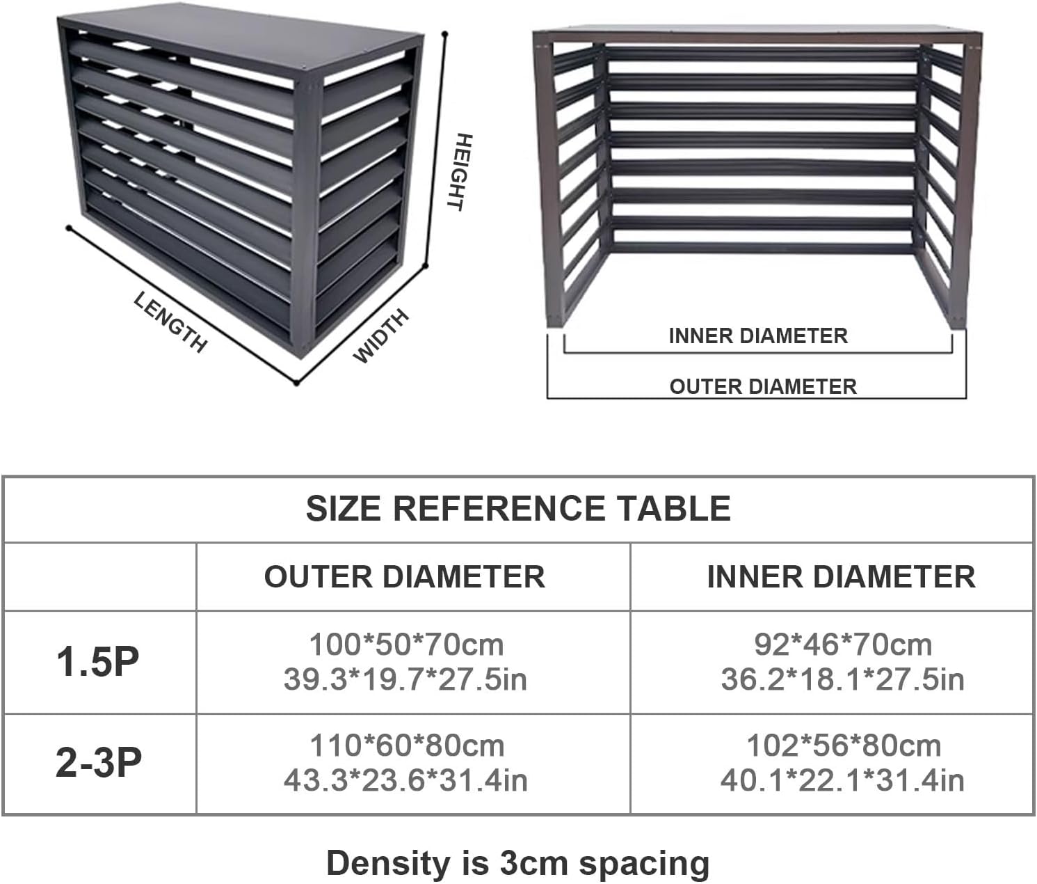 GENERIC Housse En Aluminium Pour Climatiseur Avec Bouclier De Pompe à Chaleur - Protection Extérieure - Résistante Aux Intempéries - Gris - 110 X 60 X 80 Cm - Design Durable Et élégant