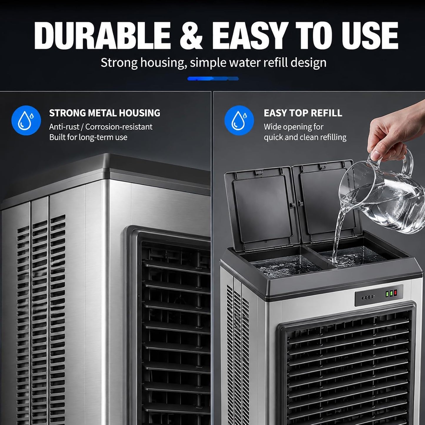 GENERIC Refroidisseur D'air Par évaporation Industriel, Ventilateur De Refroidissement à Eau Portable Avec Coussinets De Refroidissement à 3 Côtés, 3 Vitesses, Grand Réservoir D'eau Et Roues Pour Entrepôt