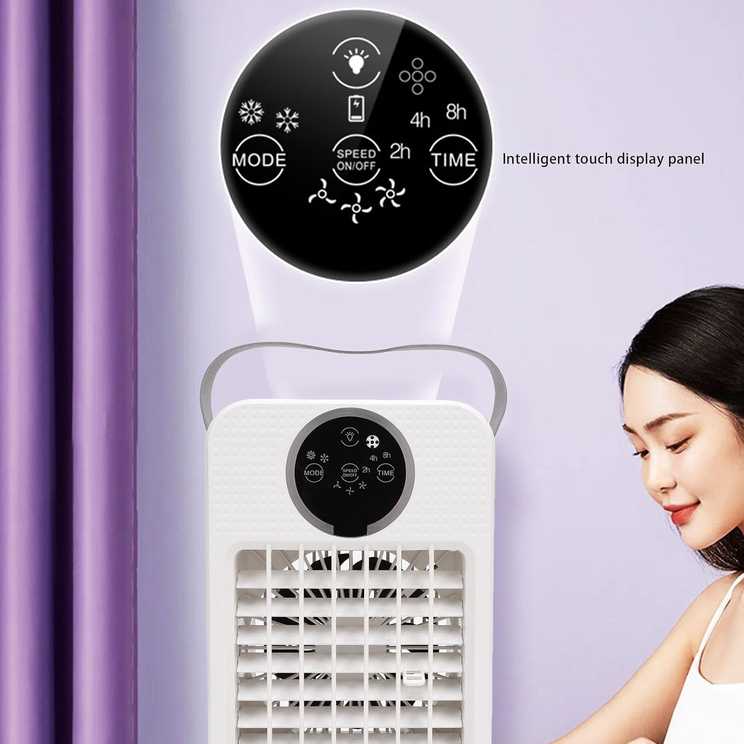  Cocoarm Climatiseur Portable 4 En 1, Refroidisseur Par évaporation De 700 Ml Avec 3 Vitesses, Humidificateur, Fonction D'éclairage Pour Un Usage Personnel Au Bureau Et à Domicile