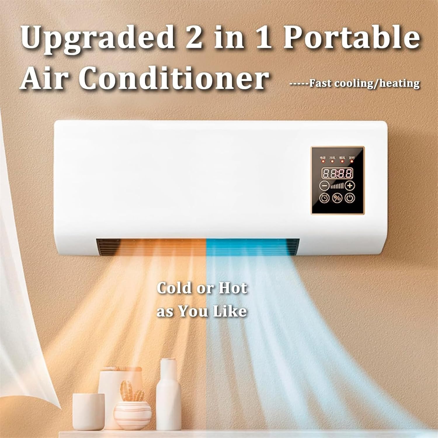  Mini Climatiseur Mural Divisé, Fonction De Refroidissement Et De Chauffage, Ultra-silencieux, Conception Compacte Avec Télécommande, Idéal Pour Le Bureau Et La Maison, Contrôle De Température Efficace