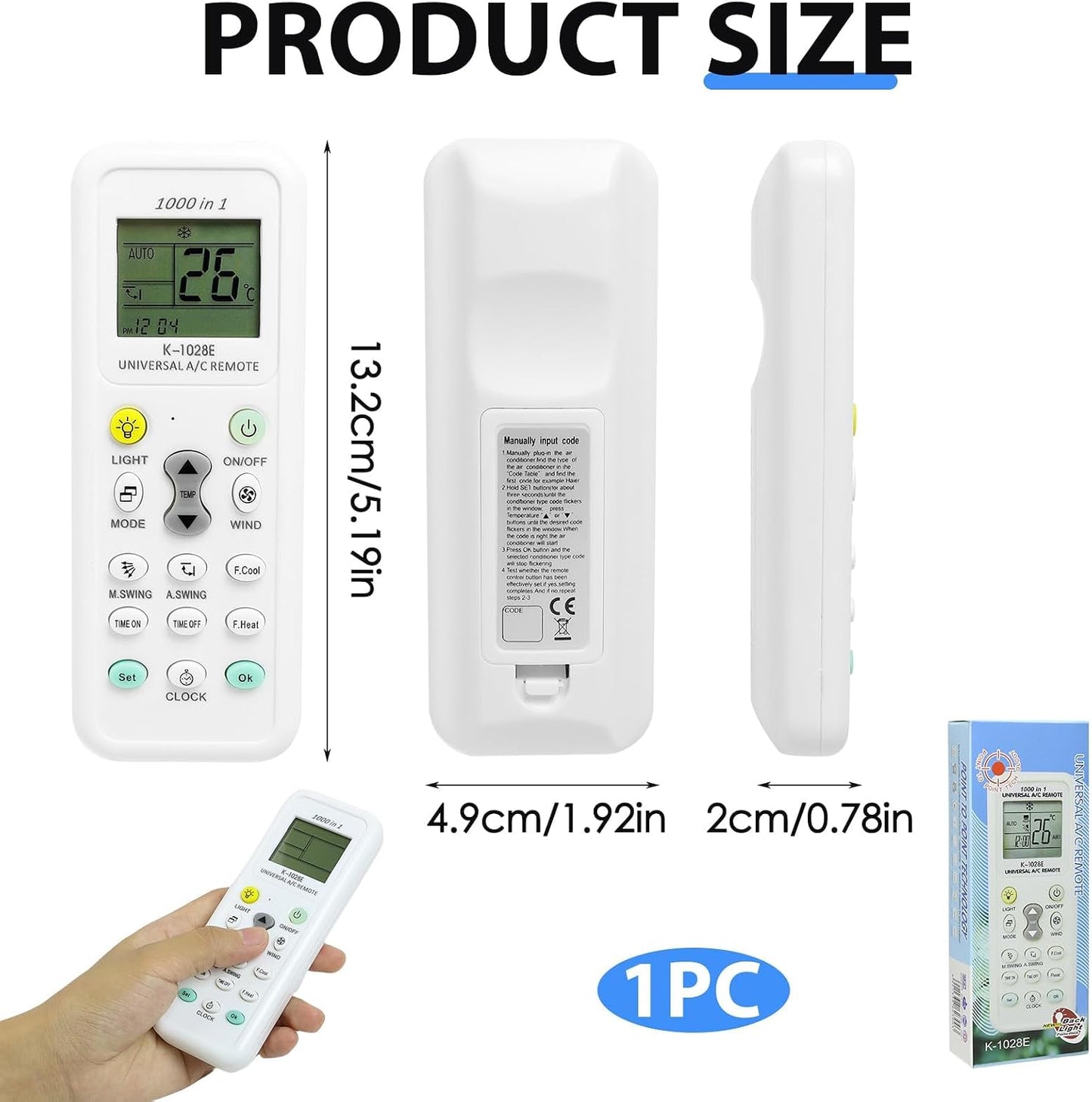  Telecommande Universelle Clim Pour LG, Gree, Midea, Toshiba, Haier, Daikin, Hitachi, Sharp, Samsung, Sanyo, Hisense Et Plus De 1000 Marques, Télécommande Climatiseur Universelle