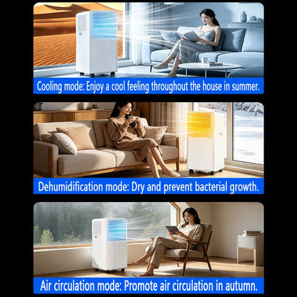 GENERIC Climatiseur Portable 8000 BTU Pour Pièces Jusqu'à 300 M², Refroidissement Silencieux, Déshumidificateur, Ventilateur, Télécommande, Minuterie 24h, Kit De Fenêtre Inclus, Mobilité Facile
