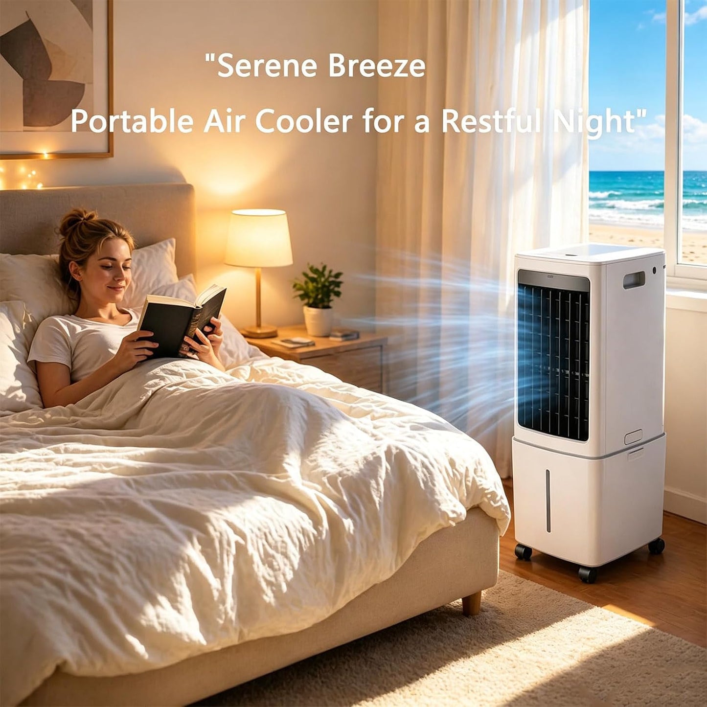 GENERIC Refroidisseur D'évaporation Portable 12L Avec Télécommande Et Minuterie, Ventilateur De Climatiseur Basse énergie Avec Roues, Brime Silencieux Pour La Chambre De Bureau à Domicile