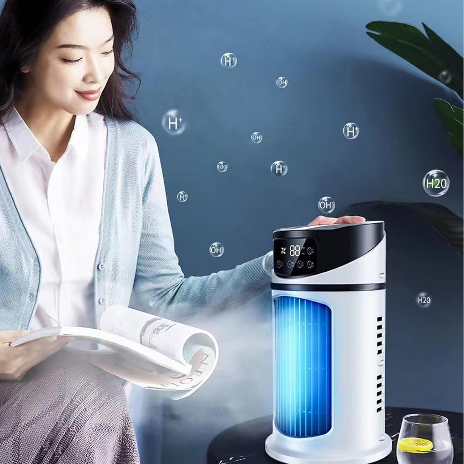  Climatiseur Mobile Portable, Refroidisseur D'air Portable, Mini Climatiseur, Petite Clim Pour Chambre, Climatiseur Mobile Sans évacuation Pour Chambre,Bureau (Blanc)
