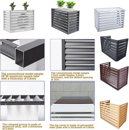 GENERIC Couvercle De Pompe à Chaleur AC En Alliage D'aluminium Et Volets De Support De Fleurs – Réduction Du Bruit – Accessoires Résistants Aux Intempéries Pour Climatiseur 2-3P Améliorant La Façade De La