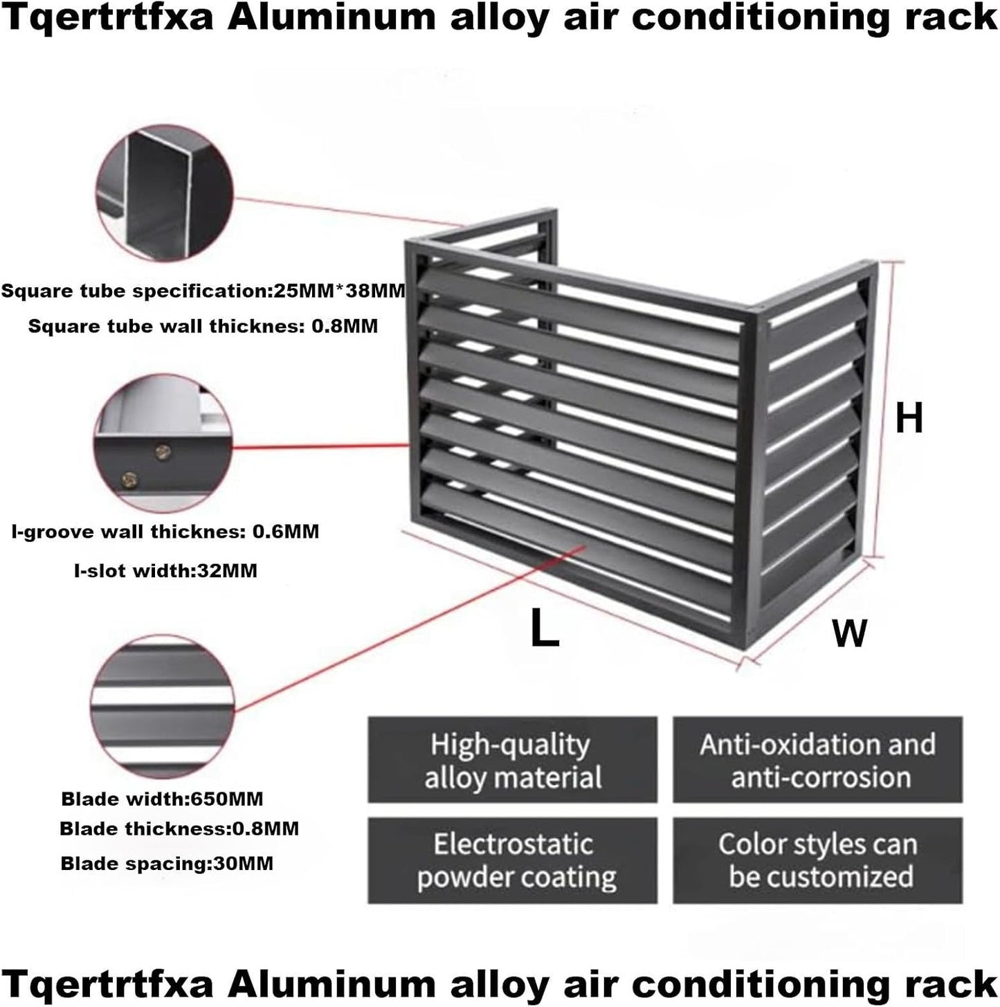 GENERIC Housse En Aluminium Pour Climatiseur – Protection Pour Pompe à Chaleur Extérieure Et Intérieure – Clôture Grise élégante Pour Dissimulation – Matériau Extérieur Résistant Aux Intempéries
