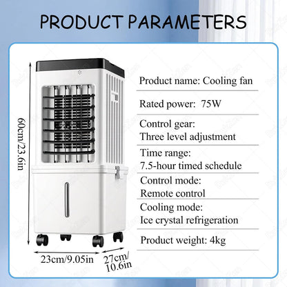  Ventilateur Climatiseur Portable 15 L, Ventilateur RafraîChisseur D'air Par éVaporation à 3 Vitesses, Peu Encombrant Et éConome En éNergie, Pour La Maison, Le Bureau Et La Chambre