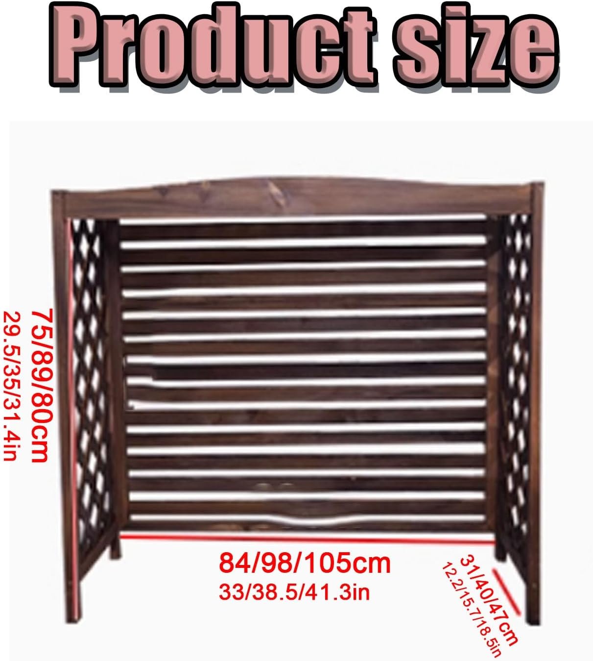  Écran De Protection Pour Climatiseur Extérieur En Bois – Panneau De Confidentialité Autoportant Pour Unités De Climatisation – Housse Résistante Aux Intempéries (105 X 47 X 80 Cm)