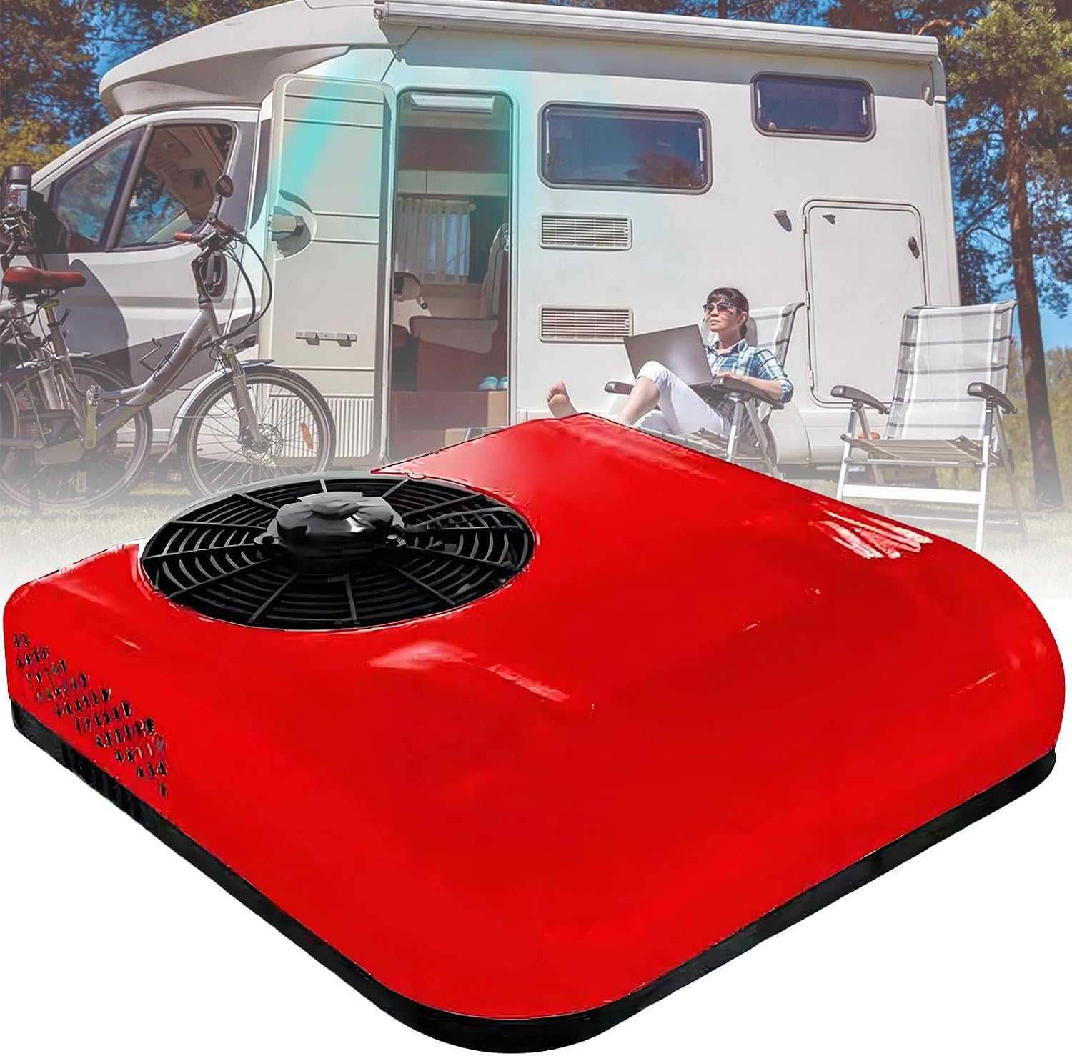  Climatiseur De Toit Pour Camping-cars, 12 V/24 V, Puissance De Refroidissement De 2 200 W, Contrôle Intelligent De La Température, Fonctionnement Silencieux, Large Diffusion D'air, Comprend L'unité