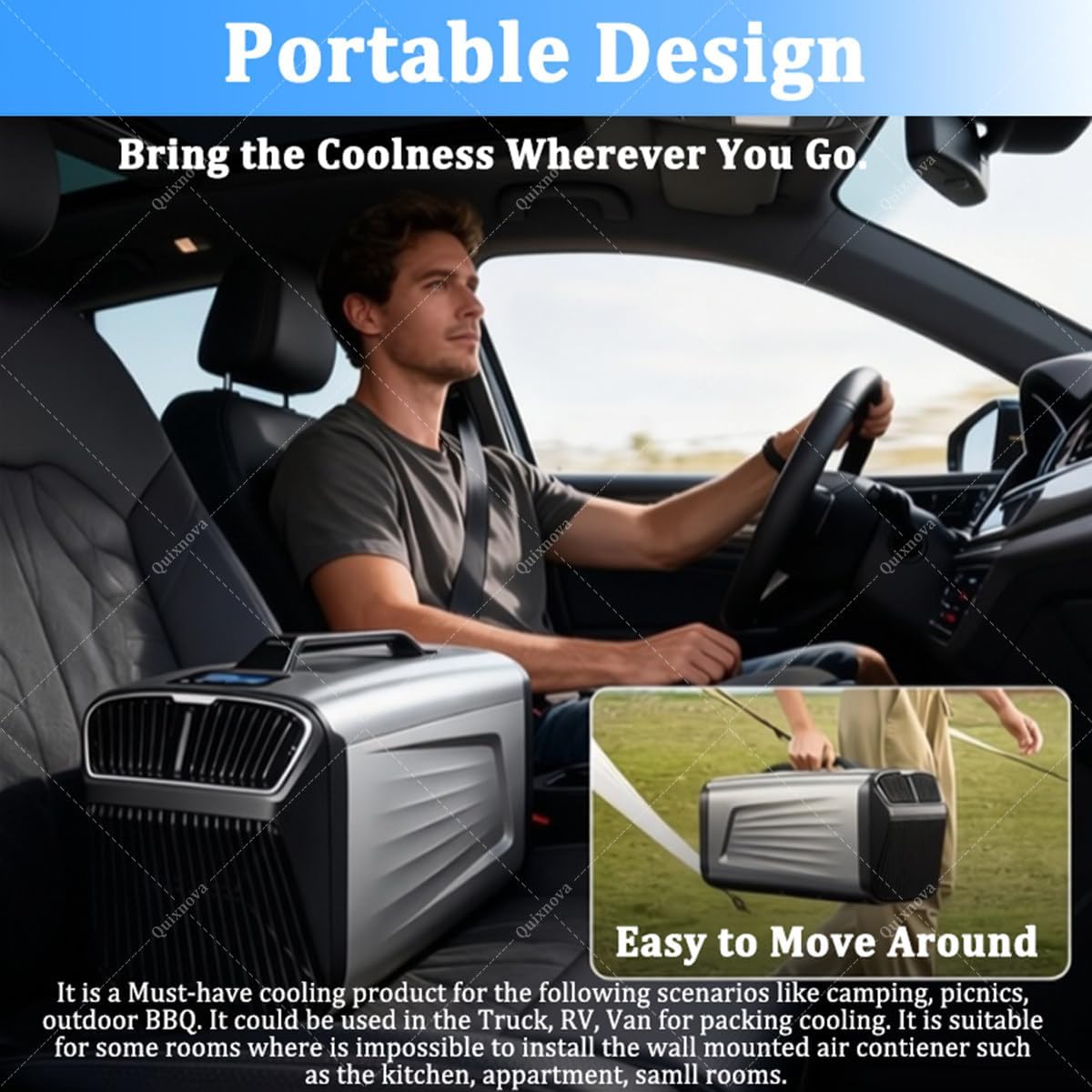  Climatiseurs Portables Pour Tentes, Puissance De Refroidissement De 5200 BTU, Climatiseur 4 En 1 Pour Une Utilisation Intérieure Ou Extérieure, Pique-niques, Camions, Camping-Cars A-12V