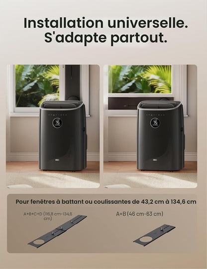 DREO Climatiseur Mobile 7500 BTU 3-en-1 Refroidissement/ventilation/déshumidification, Silencieux Pour Chambre Ou Bureau, Contrôle Par App Et Voix, Sans Drainage, Kit Fenêtre, 2,5 L/h, AC318S