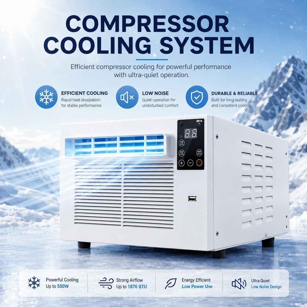  Déshumidificateur De Climatiseur Portable, 1876BTU Mini AC Unit, 280W Énergie Efficacité Refroidissement Pour Chambre à Coucher, Dortoir, Cuisine, Pas D'unité Extérieure Nécessaire, Murmures Fonctionn
