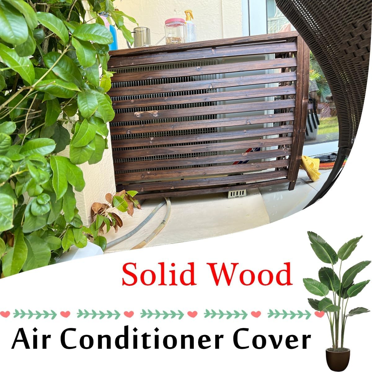 Housse De Climatiseur D'extérieur – Design Anti-corrosion En Bois Massif Pour Unités De Climatisation Et Solutions De Stockage De Plantes