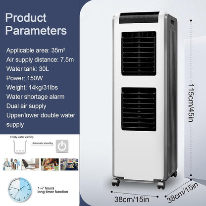 GENERIC Climatiseur Portable Industriel, Refroidisseur D'air Mobile, Réservoir D'eau De 30 L, 4 Roues, Ventilateur De Refroidissement Et Déshumidificateur 3 En 1 Pour La Maison Et Le Bureau, Unité D