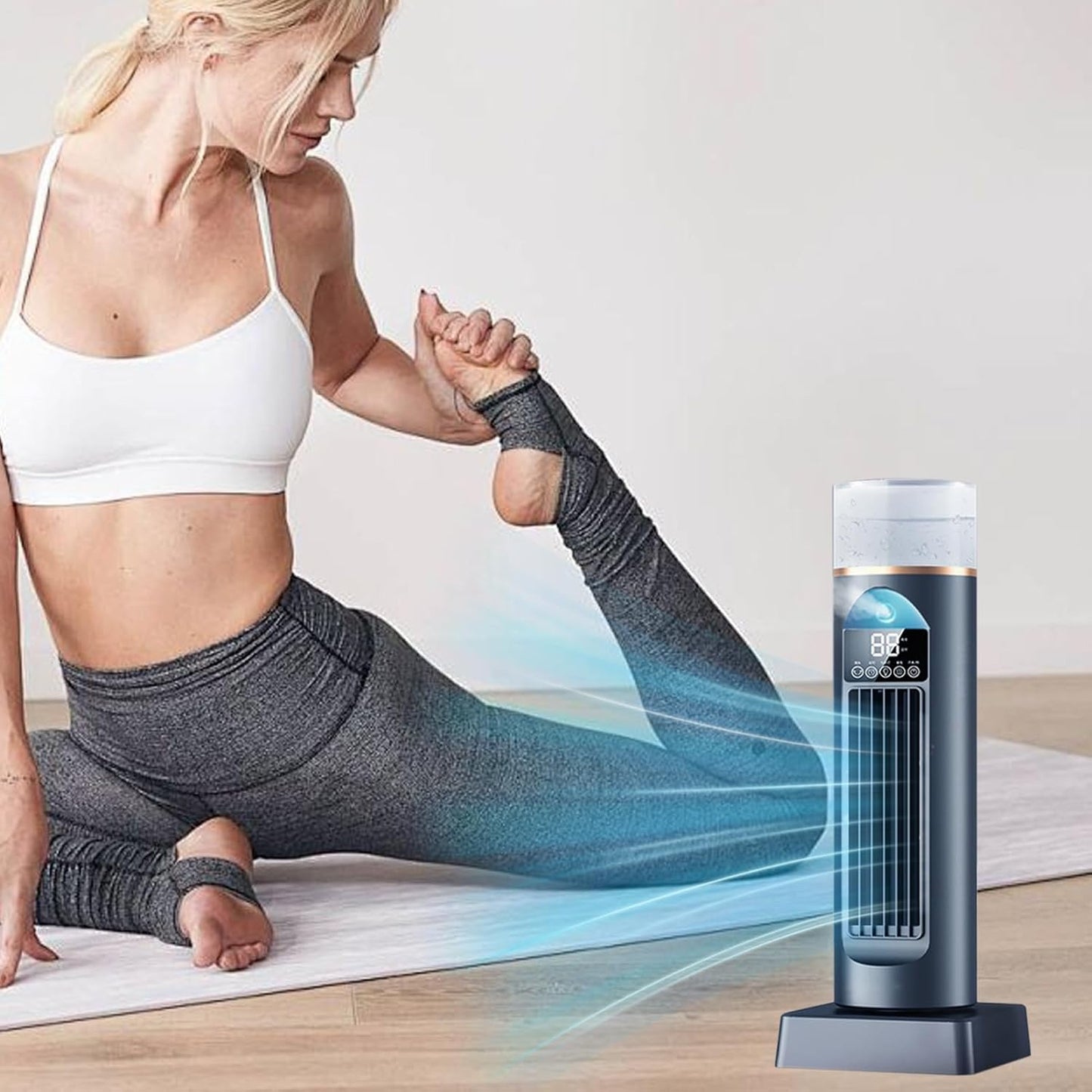 GENERIC Ventilateur D'air Froid | Ventilateur D'air Frais Pour Chambre à Coucher, Refroidisseur Oscillant Sans Pales à 6 Vitesses Avec Télécommande Et Réservoir D'eau, Humidificateur Pour Maison, Bureau