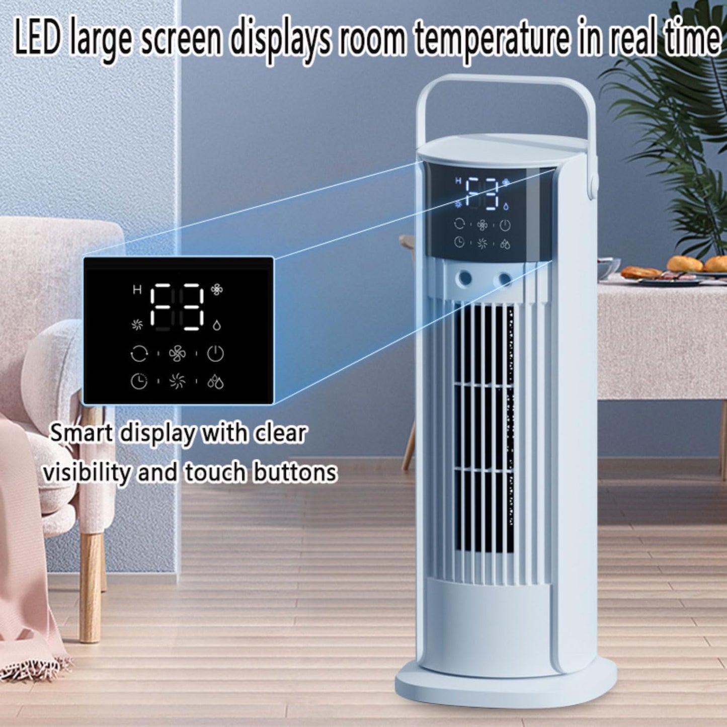 GENERIC Refroidisseur D'air Portable De Climatisation De Refroidisseur D'air évaporatif Avec 180°Auto Oscillation 3 Vitesses à Distance 10H Minuteur 3-en-1 Ventilateur De Refroidissement D'air Avec Télécomman