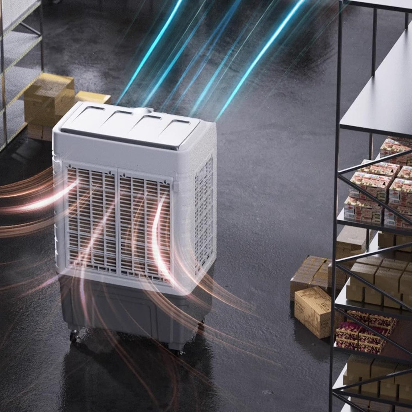  Climatiseur Portable 3 En 1 : Rafraîchisseur D'air Par évaporation, Ventilateur à 3 Vitesses, Réservoir D'eau De 55 L, Idéal Pour Les Chambres, Bureaux, Résidences étudiantes Et L'extérieur.