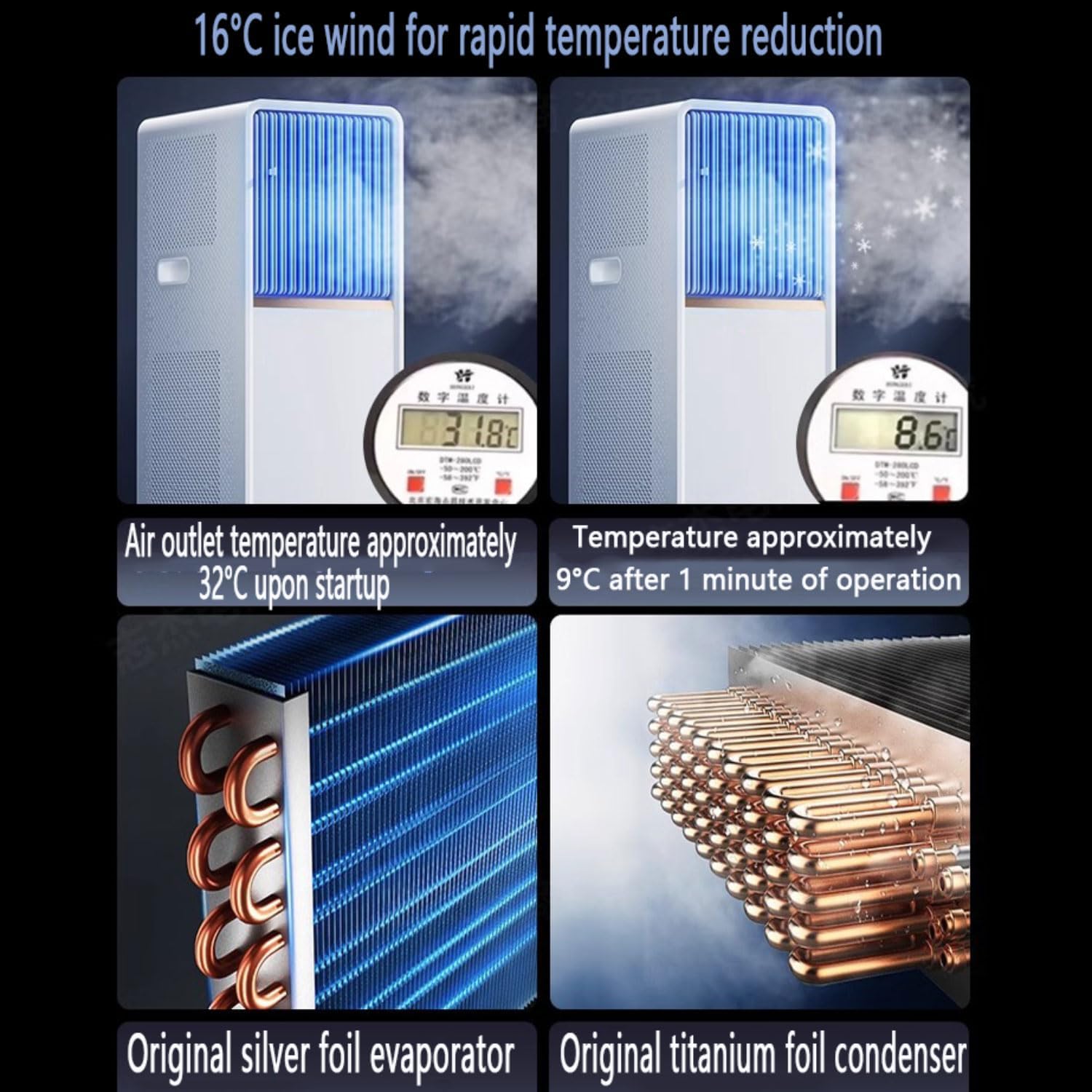  Climatiseur Portable Pour Grande Pièce, Unité Intelligente Avec Télécommande, Refroidissement Rapide, Déshumidificateur, Mode Veille Silencieux, Kit De Fenêtre, Oscillation De 120 °