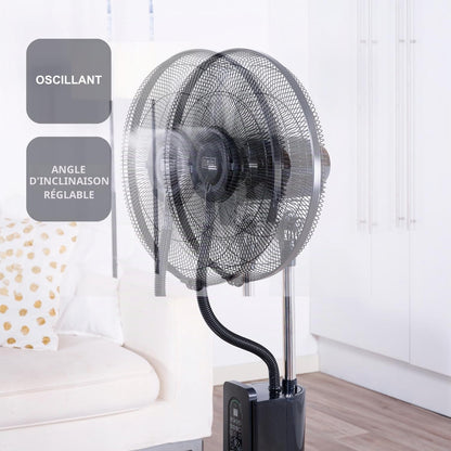 Black & Decker BLACK+DECKER - Ventilateur Sur Pied BXMF75E + 75W | 3 Vitesses | Écran Digital | Oscillant | Télécommande | Brumisateur