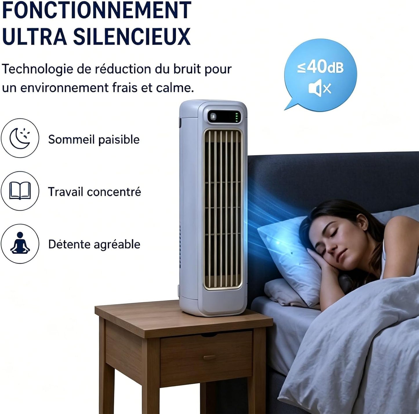  Coldeeze Cooling Ace - Rafraichisseur D’Air Portable, 150 Btus, 3 Vitesses, Silencieux, Longue Autonomie, IdéAl Pour Une Utilisation Dans Une Chambre Ou Un Bureau (Bleu)