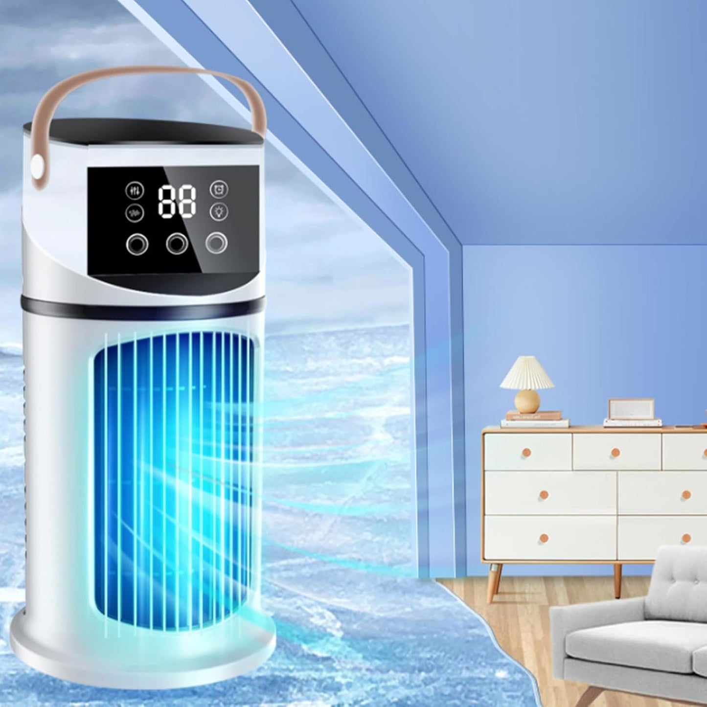  Climatiseur De Bureau | Climatiseur Portable Pour Pièce | Appareil De Brumisation Purifiante 9 Vitesses Réglable Avec Éclairage Pour Dortoir, Salon Et Chambre à Coucher