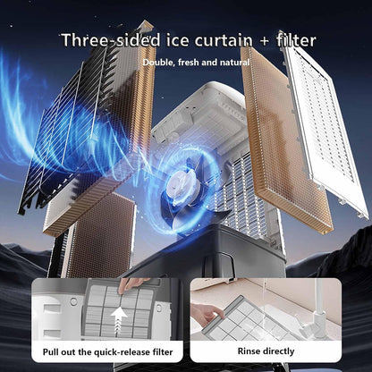  Refroidisseur D'air Par évaporation Portable Avec Grand Réservoir D'eau De 45 L, Refroidissement à Haute Efficacité Pour L'intérieur Et L'extérieur