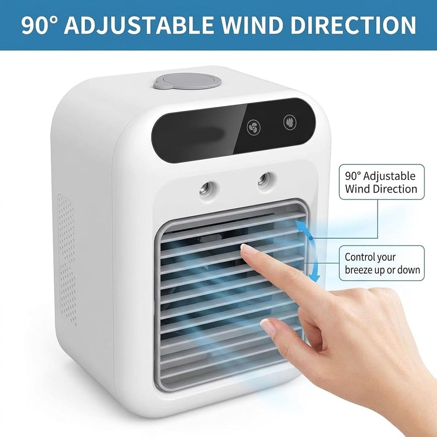  Mini-refroidisseur D'air Personnel Rechargeable Avec Fonction D'humidification Par Brumisation, Ventilateur Rafraîchisseur D'air Par évaporation Portable, Unité De Climatisation Compacte (2pcs)
