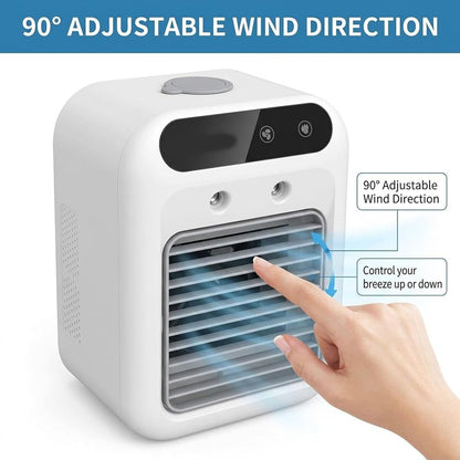  Mini-refroidisseur D'air Personnel Rechargeable Avec Fonction D'humidification Par Brumisation, Ventilateur Rafraîchisseur D'air Par évaporation Portable, Unité De Climatisation Compacte (2pcs)