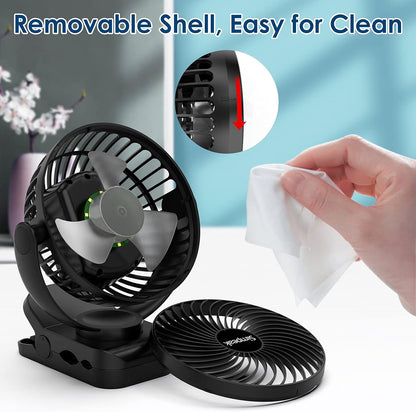  Simpeak 10000mAh Ventilateur USB Avec Télécommande Mini Ventilateur Portable De Camping Ventilateur De Table Pince Avec 3 Vitesses| 3 Modes De Lumière LED| Rotation à 720°