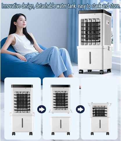  Climatiseur Portable Mobile 15 L 75 W, Refroidisseur D'air Par évaporation Avec Réservoir D'eau Amovible, Minuterie 15 H, 3 Modes Et 3 Vitesses, 40 DB, Ventilateur De Refroidissement Pour La Maison