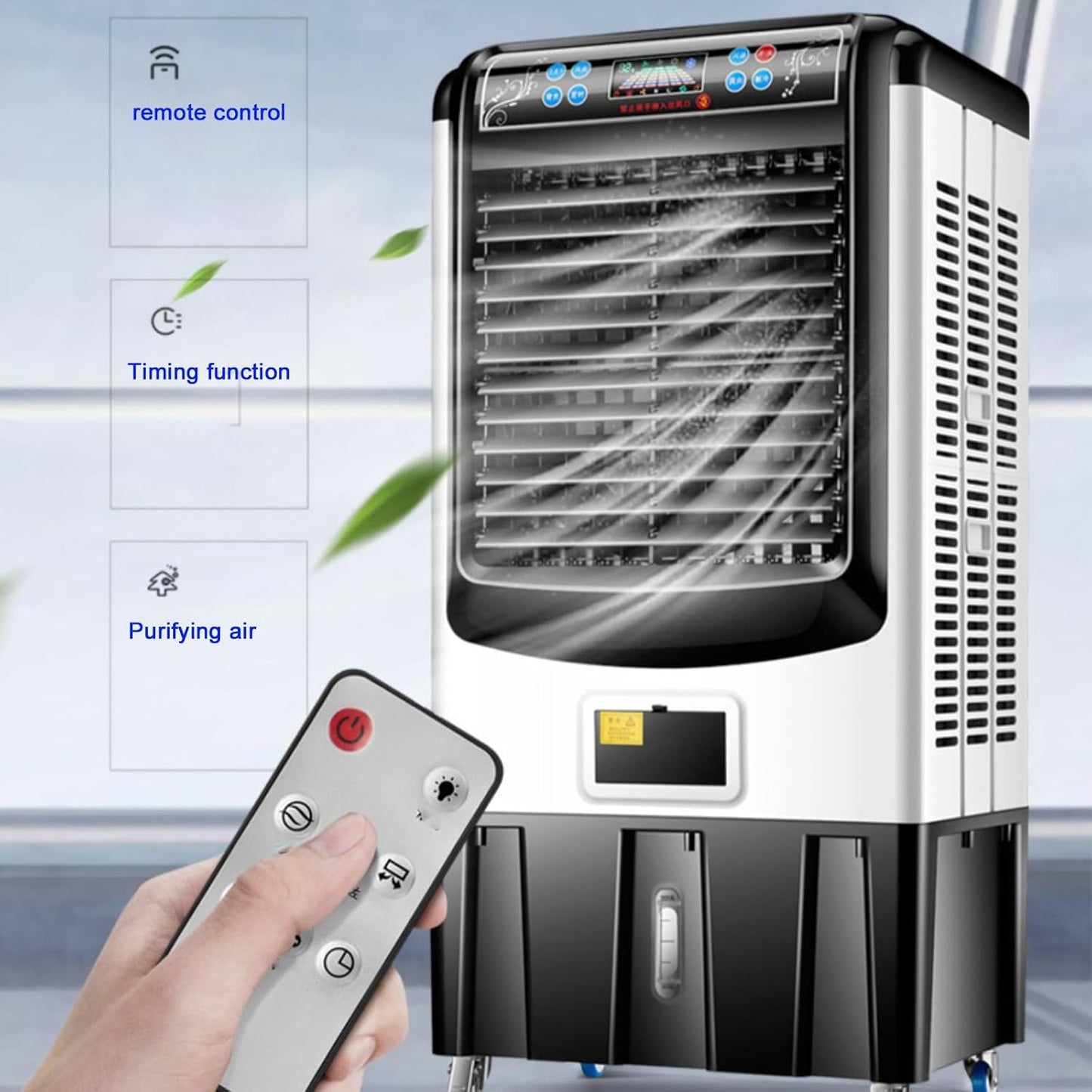  Refroidisseur D'air Par Évaporation, Refroidisseur De Marais 4200 CFM Avec Réservoir De 13,2 Gallons, Refroidisseur D'évaporation Portable Avec Télécommande, Minuterie De 12 Heures, 6 Packs De Glace,