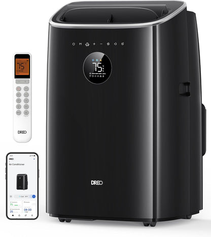  DREO Climatiseur Mobile 7500 BTU 3-en-1 Refroidissement/ventilation/déshumidification, Silencieux Pour Chambre Ou Bureau, Contrôle Par App Et Voix, Sans Drainage, Kit Fenêtre, 2,5 L/h, AC318S