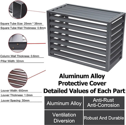 GENERIC Brise-vue Marron En Alliage D'aluminium 1,5P Pour Climatiseur Extérieur – Housse Pour Condensateur, Empêche Le Feuillage Et Les Débris, Design Résistant Aux Intempéries
