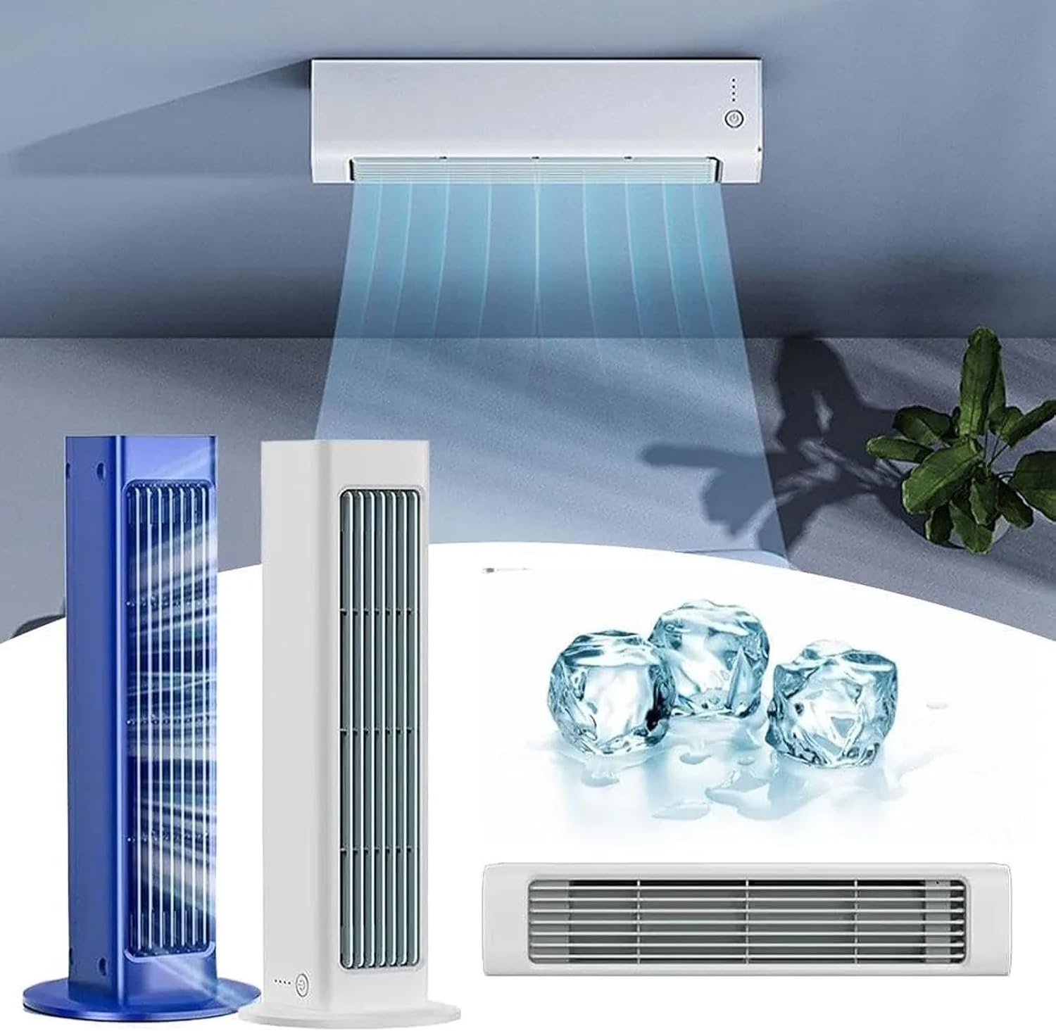 GENERIC Ventilateur De Refroidisseur D'air Portable à 3 Vitesses, Unité De Refroidissement De Bureau Rechargeable Avec 10s Refroidisseur Instantané, Option De Montage Mural Sans Fil Pour La Chambre De Bureau
