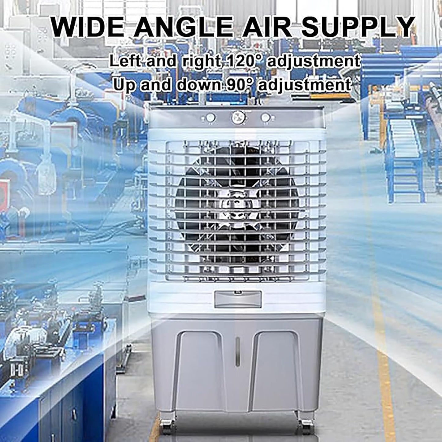  Climatiseur Portable, Rafraîchisseur D'air Par évaporation à 3 Vitesses, Réservoir D'eau De 80 L, Diffusion D'air Grand Angle De 120°, Portée De Refroidissement De 20 M,