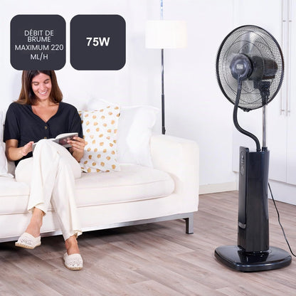 Black & Decker BLACK+DECKER - Ventilateur Sur Pied BXMF75E + 75W | 3 Vitesses | Écran Digital | Oscillant | Télécommande | Brumisateur
