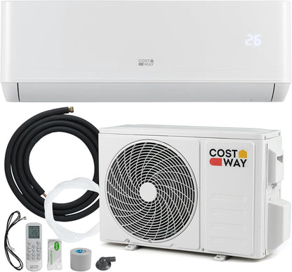  COSTWAY Climatiseur Reversible 18000 BTU 5,1 KW, Climatiseur Split R32, Chauffage, Refroidissement, Déshumidification, Clim Inverter Silencieux 19 DB, Auto-Nettoyage (18000 BTU|5,1 KW - Blanc Wifi)