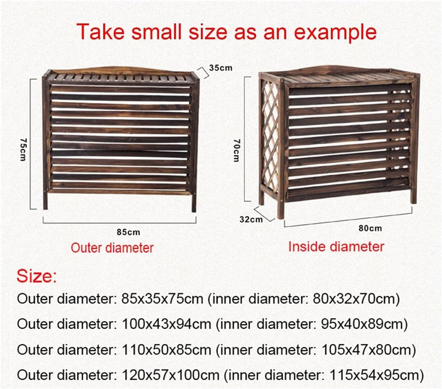  Grille De Protection En Bois Massif Pour Climatiseur, écran De Confidentialité, Pour Climatiseur Et Pompe à Chaleur, Présentoir Décoratif De Jardin, Boîtier De Poubelle