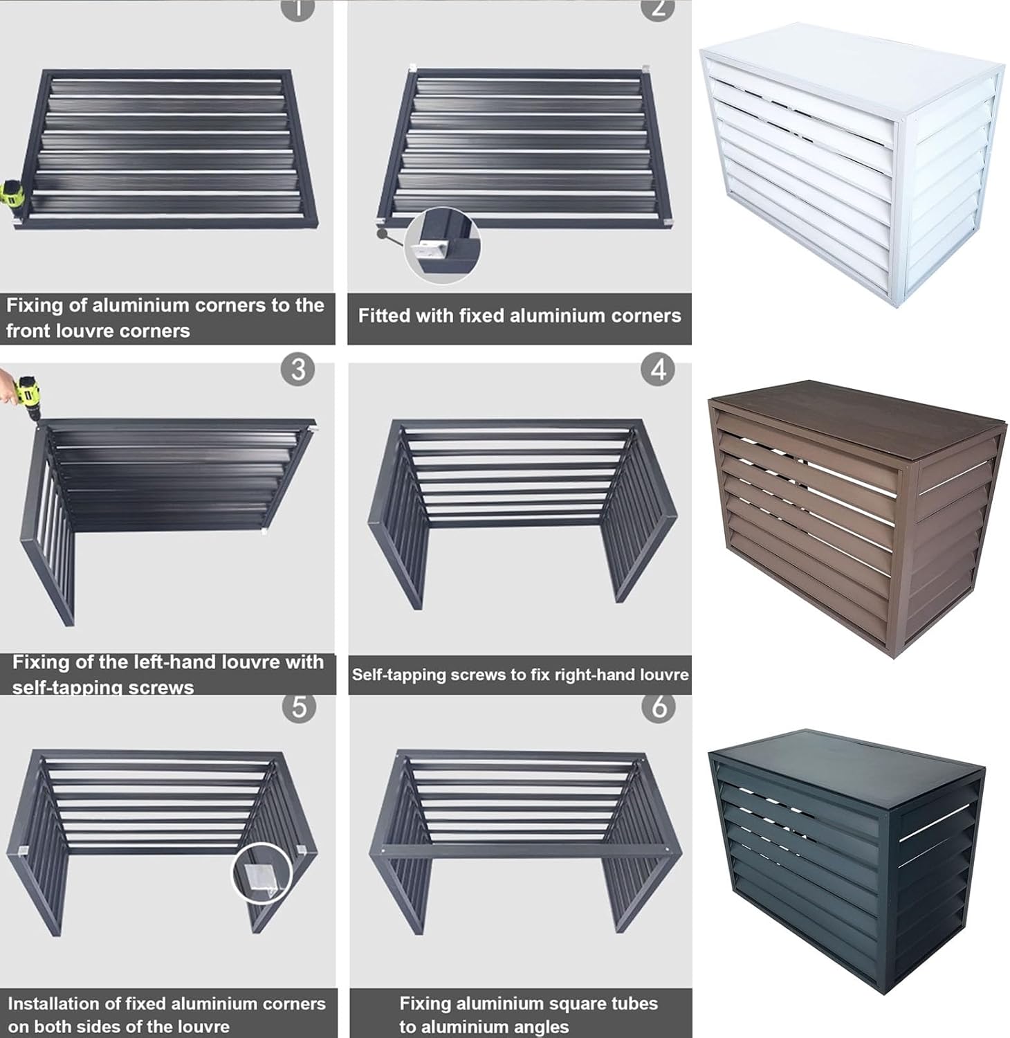 GENERIC Housse En Aluminium Pour Climatiseur Extérieur – Protection Contre Les Intempéries – Protection Contre Les Intempéries – Clôture AC Pour Unités Extérieures – Idéale Pour Une Utilisation Toute L'année