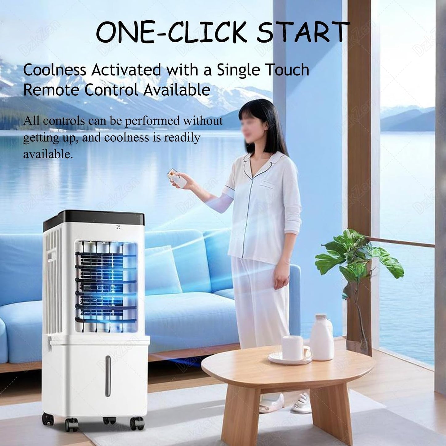  Ventilateur Climatiseur Portable 15 L, Ventilateur RafraîChisseur D'air Par éVaporation à 3 Vitesses, Peu Encombrant Et éConome En éNergie, Pour La Maison, Le Bureau Et La Chambre