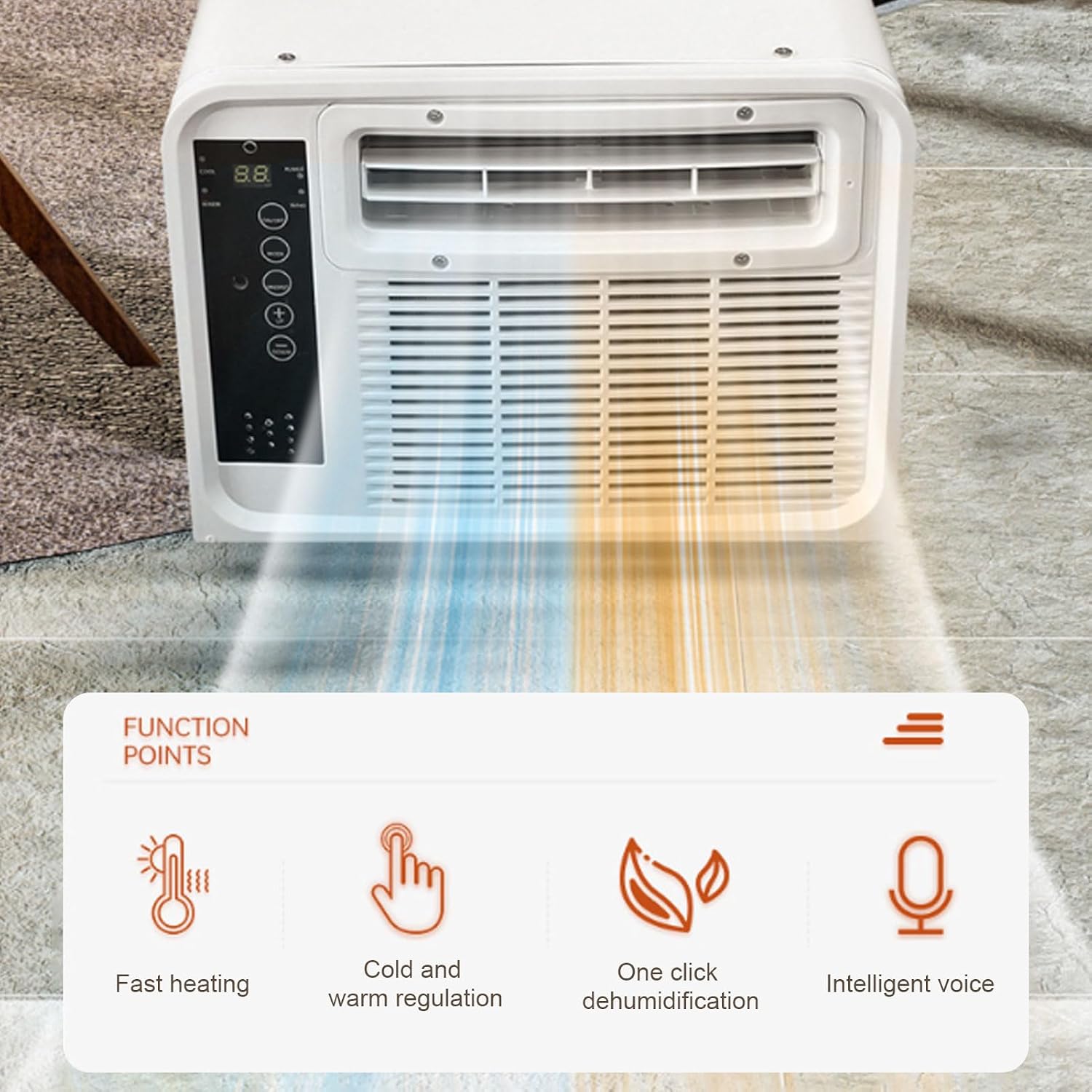  Climatiseurs Portables, Climatiseur à Faible Bruit Unité De Refroidissement Silencieuse Unité De Climatisation Personnelle Avec TéléCommande De Commande Vocale Pour Le Camping RV