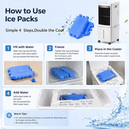 GENERIC Refroidisseur D'évaporation Portable 12L Avec Télécommande Et Minuterie, Ventilateur De Climatiseur Basse énergie Avec Roues, Brime Silencieux Pour La Chambre De Bureau à Domicile