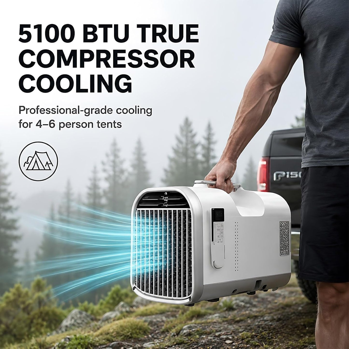  Clim Split Mobile Sans Évacuation D Eau Continue 1500W Petit Refroidisseur Soufflerie 400W Basse Consommation Pour Caravane Campervan Camion Cabine Nuit Calme(AC220V)