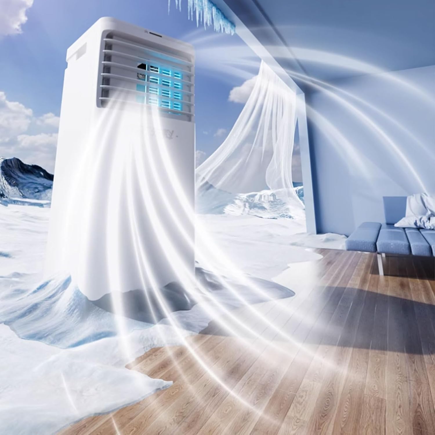 GENERIC Rafraichisseur D'air Climatiseur Mobile Silencieux Smart Avec Télécommande Et Écran Tactile Conception Sans Évacuation Aucune Installation Requise 220 V